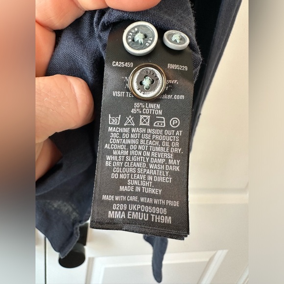 Ted Baker Men’s Linen & Cotton Blend Blue Long Sleeve Button Down Shirt (Sz 4/L) - Picture 5 of 8